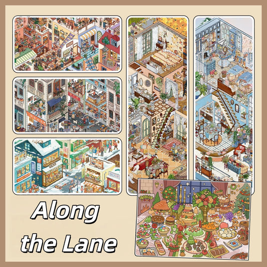 Along the Lane 3D Sticker | 5 Cute Miniature Scenes