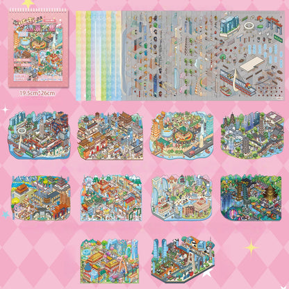 Chinese Cities 3D Sticker Book