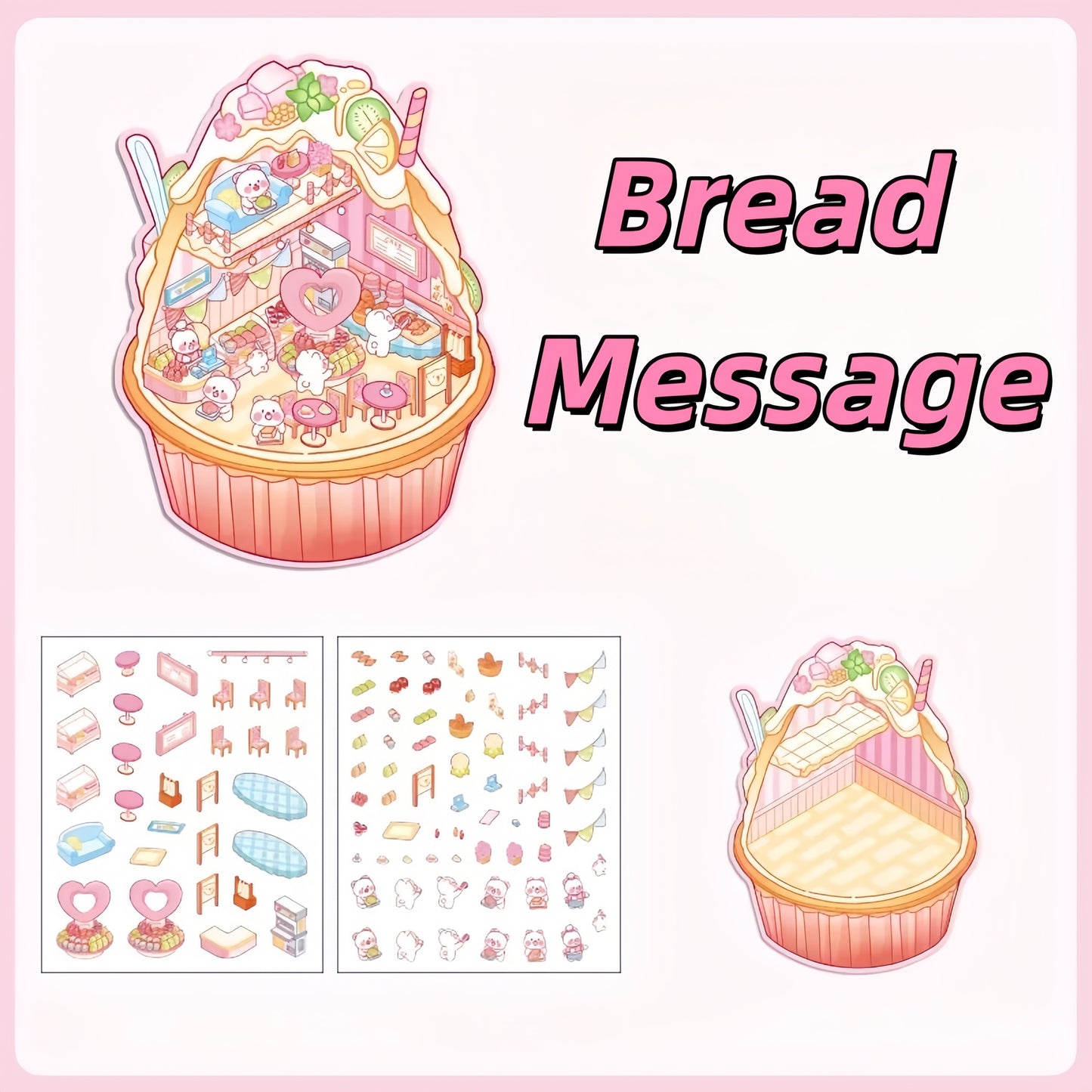 Whimsical House 3D Sticker | 4 Cute Miniature Scenes