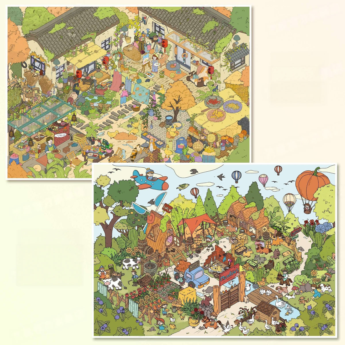 Pastoral Days 3D Sticker | 2 Cute Miniature Scenes