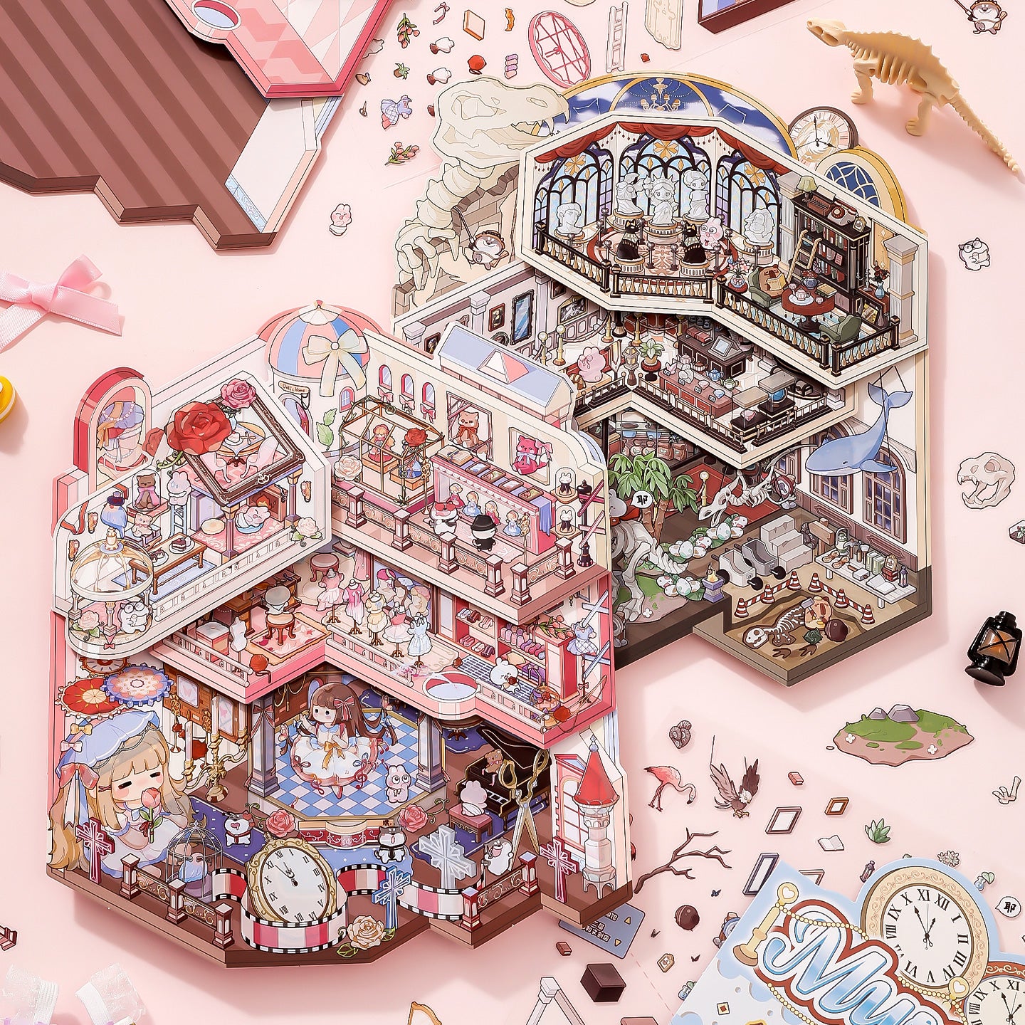 Flip Mansion 3D Sticker | 2 Cute Miniature Scenes