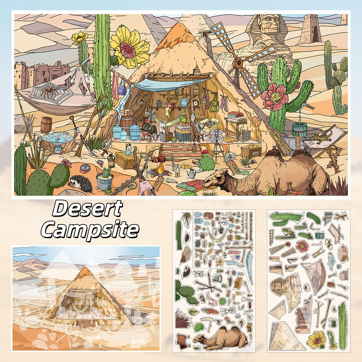 Gold-Rush Journey 3D Sticker | 2 Cute Miniature Scenes