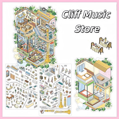 Wonder Shop 3D Sticker | 4 Cute Miniature Scenes