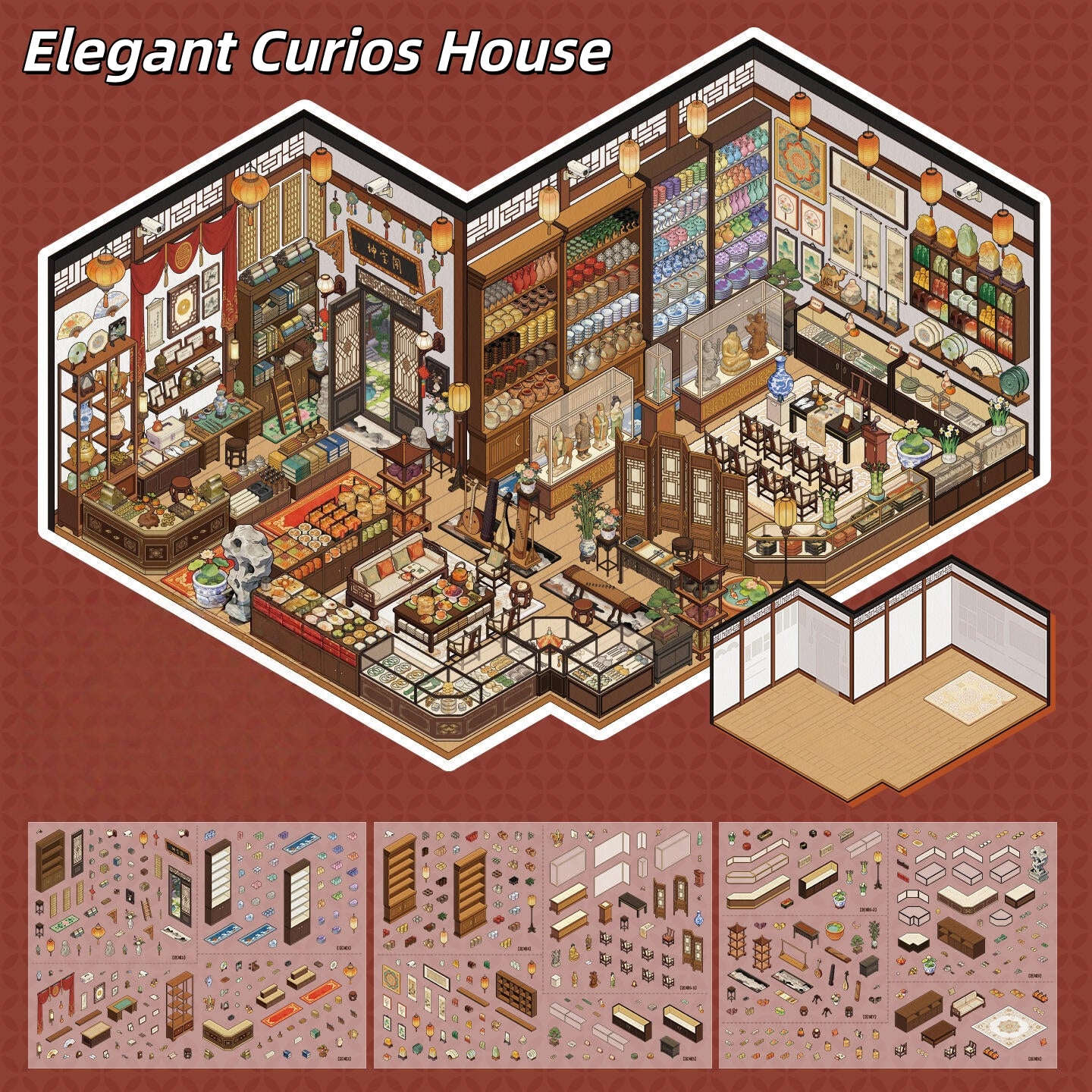 Quiet Shops 3D Sticker | 2 Cute Miniature Scenes