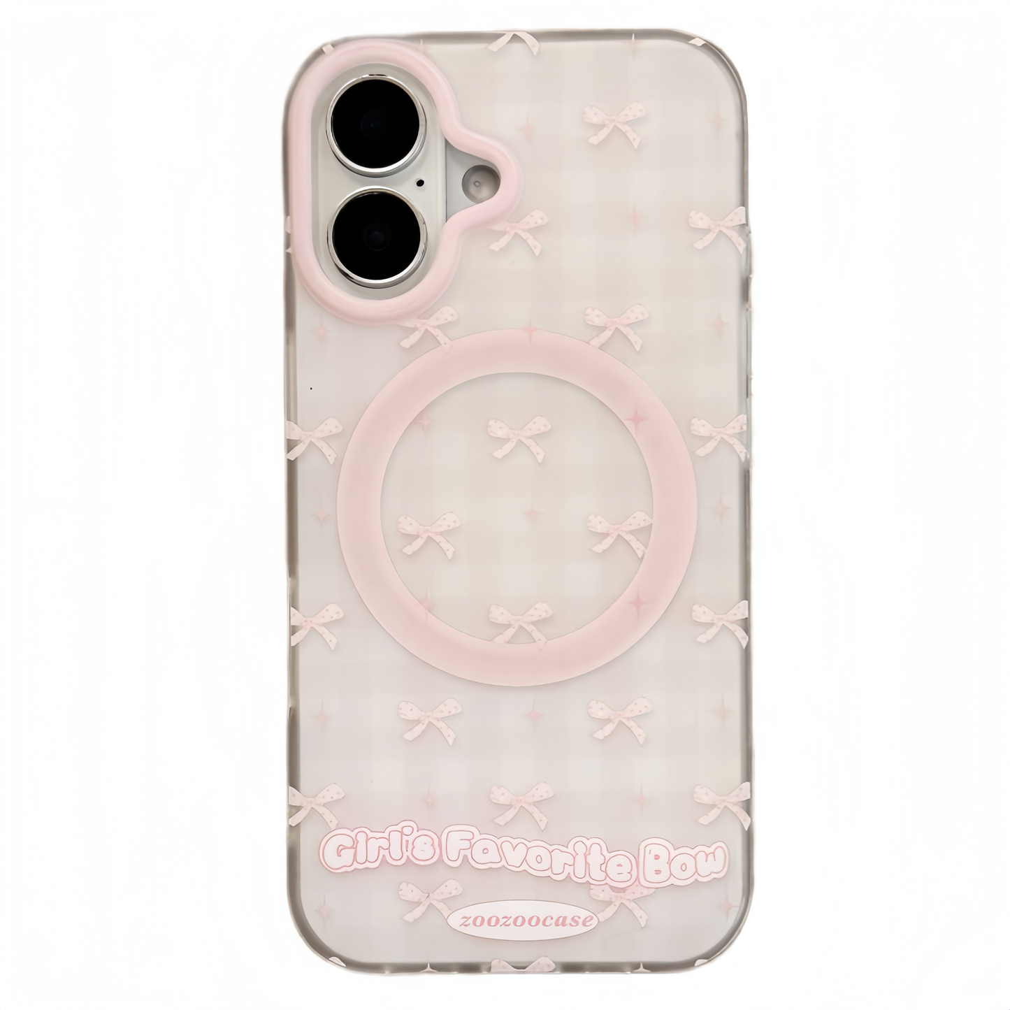 Pink Plaid Bow Magnetic Stand Acrylic Phone Case