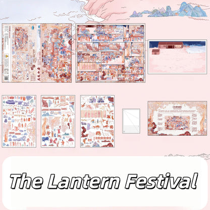 Ancient Chinese Life 3D Sticker | 2 Cute Miniature Scenes