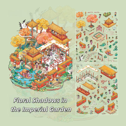 Ancient Court Life 3D Sticker | 2 Cute Miniature Scenes
