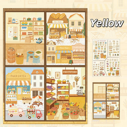 Relaxing Town 3D Sticker | 4 Cute Miniature Scenes