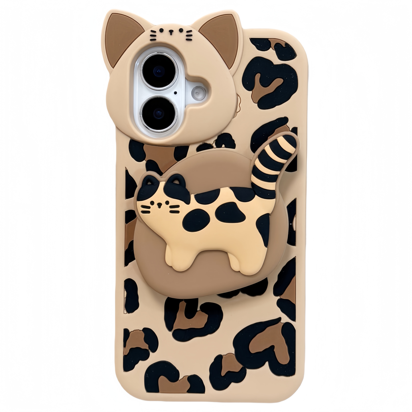 Anime Leopard Pattern Kitty Silicone Phone Case