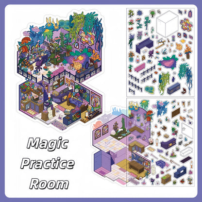 Curious Realms 3D Sticker | 4 Cute Miniature Scenes