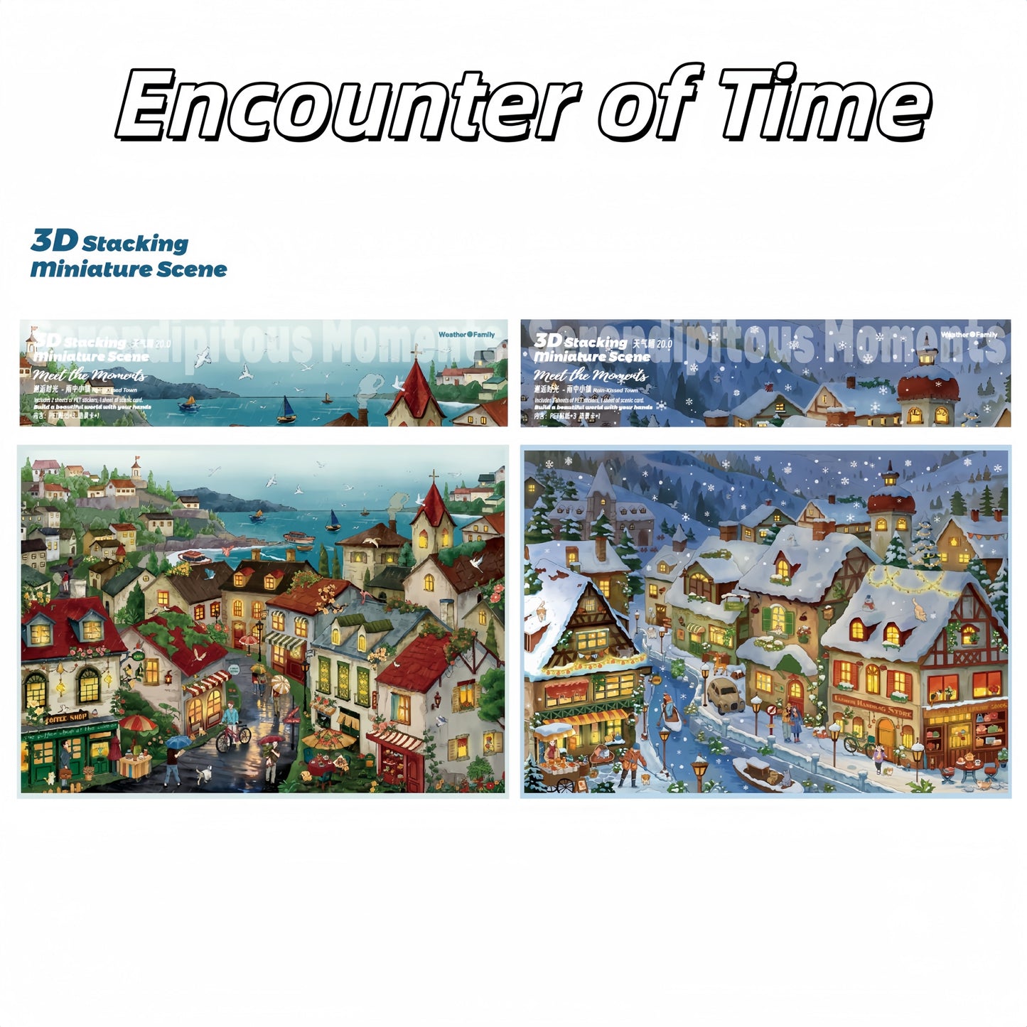 Encounter of Time 3D Sticker | 2 Cute Miniature Scenes