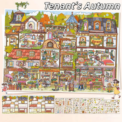 A Year in the Rental 3D Sticker | 2 Cute Miniature Scenes