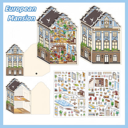Dream House 3D Sticker | 4 Cute Miniature Scenes
