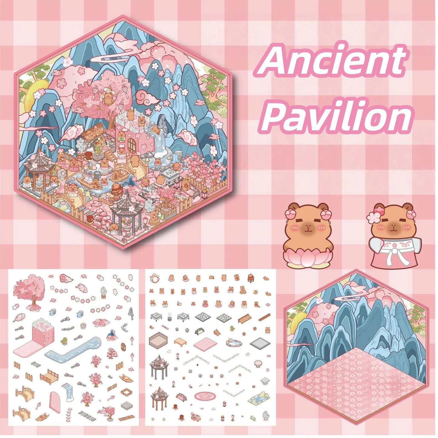 Paw's Ancient Life 3D Sticker | 4 Cute Miniature Scenes