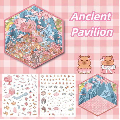 Paw's Ancient Life 3D Sticker | 4 Cute Miniature Scenes