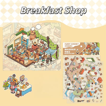 Daily Life 3D Sticker | 5 Cute Miniature Scenes