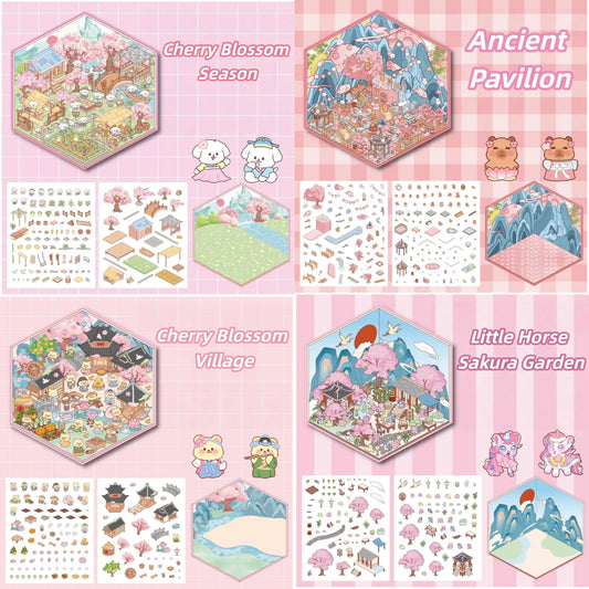 Paw's Ancient Life 3D Sticker | 4 Cute Miniature Scenes