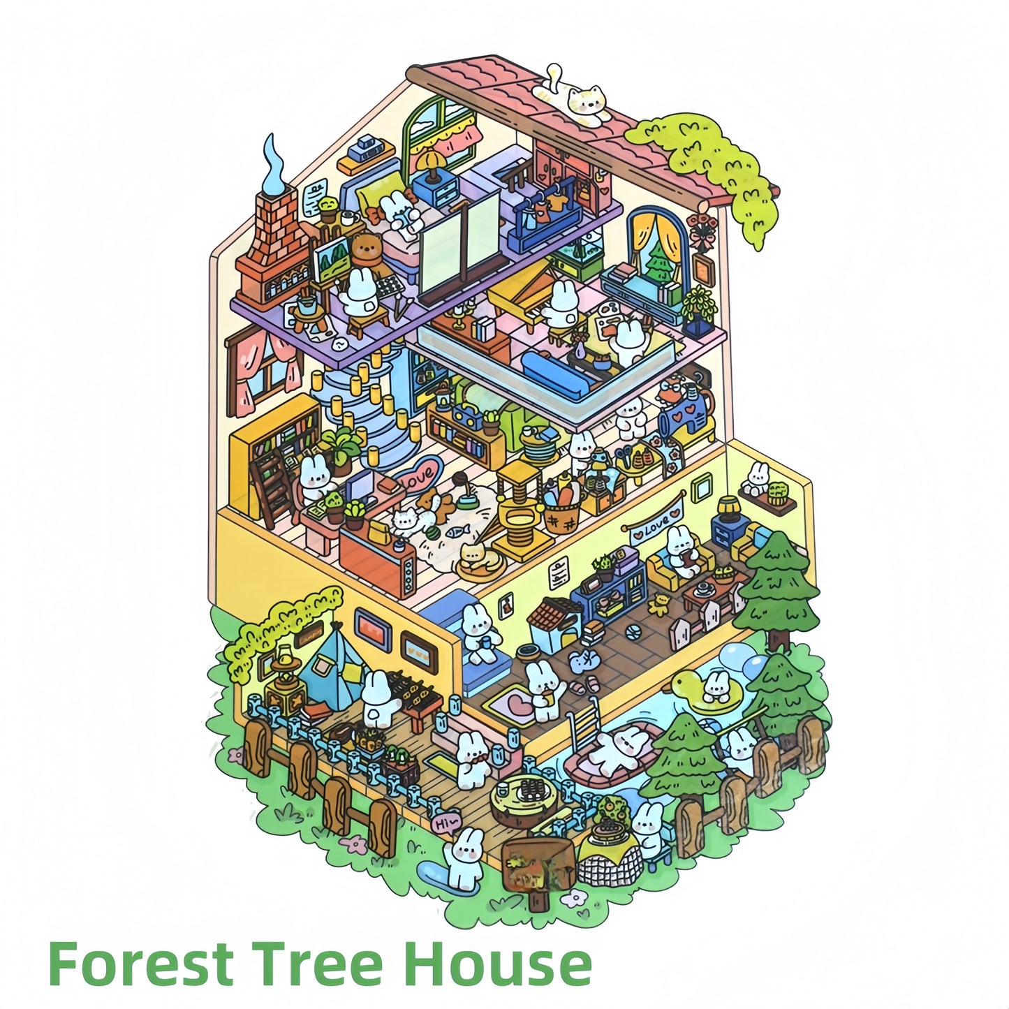 Dream House 3D Sticker – 2 Cute Miniature Scenes