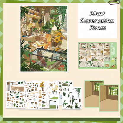 Green Corners 3D Sticker | 3 Cute Miniature Scenes
