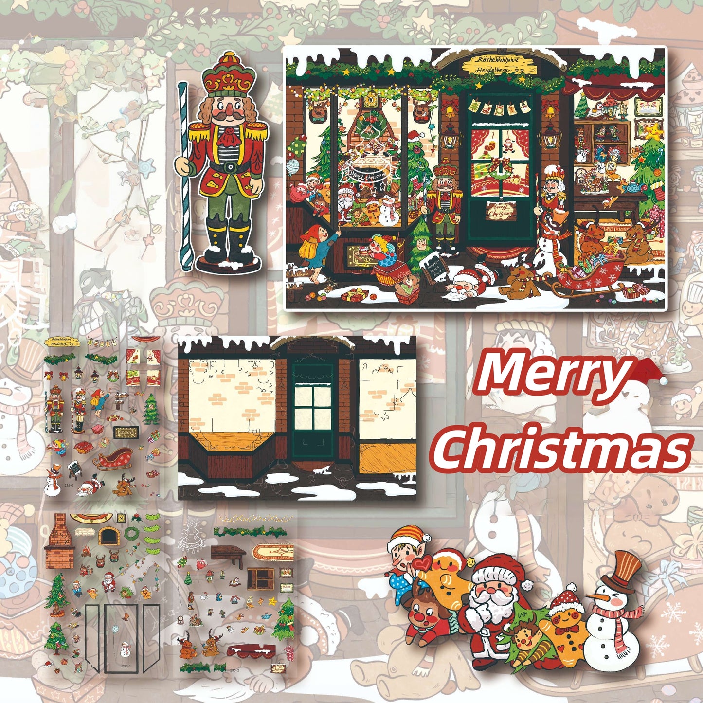 A Cozy Christmas 3D Sticker | 3 Cute Miniature Scenes