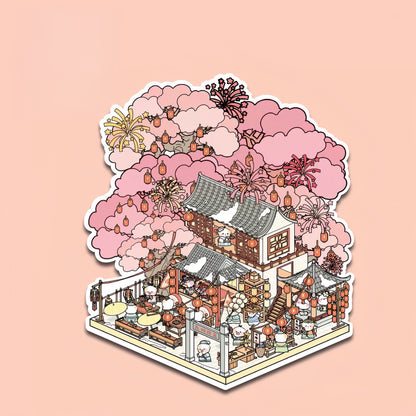 Dream Cabin 3D Sticker | 4 Cute Miniature Scenes