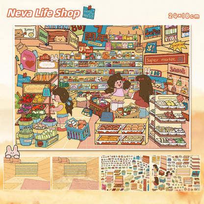 Childhood Shop 3D Sticker | 2 Cute Miniature Scenes
