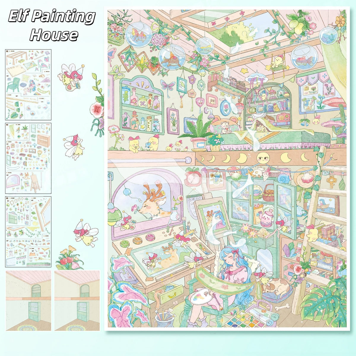 Whimsical Creative Corners 3D Sticker | 2 Cute Miniature Scenes