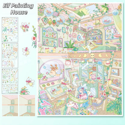 Whimsical Creative Corners 3D Sticker | 2 Cute Miniature Scenes