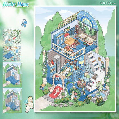 RPG Homes 3D Sticker | 4 Cute Miniature Scenes