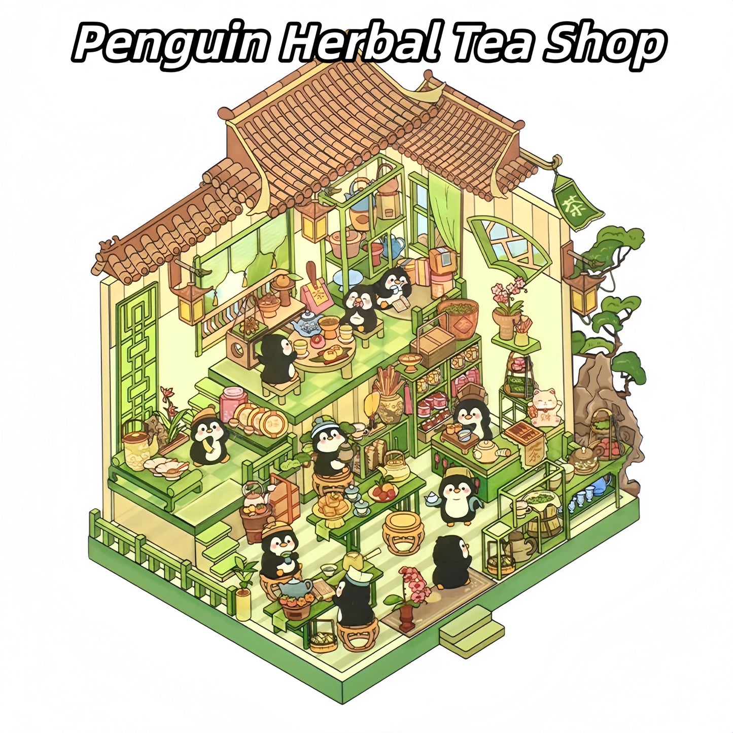 Paw's Shop 3D Sticker | 4 Cute Miniature Scenes