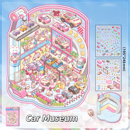 Simulation Management 3D Sticker | 4 Cute Miniature Scenes