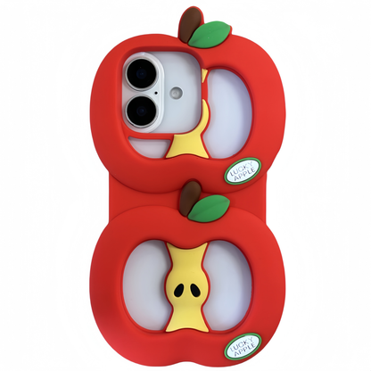 Hollow-Out Green & Red Apple Silicone Phone Case