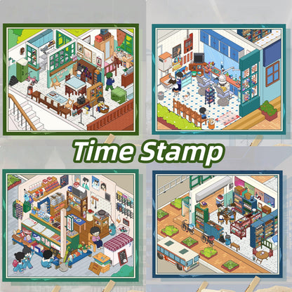 Time Stamp 3D Sticker | 4 Cute Miniature Scenes