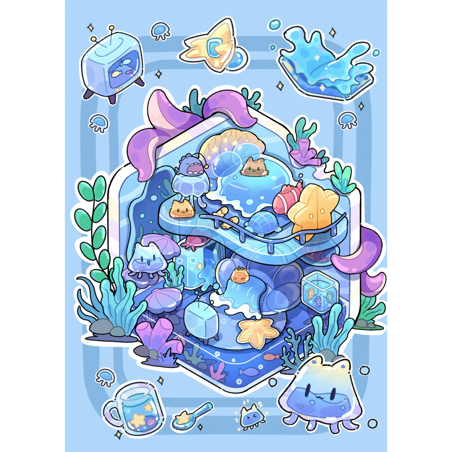 Jelly Cottage 3D Sticker | 3 Cute Miniature Scenes