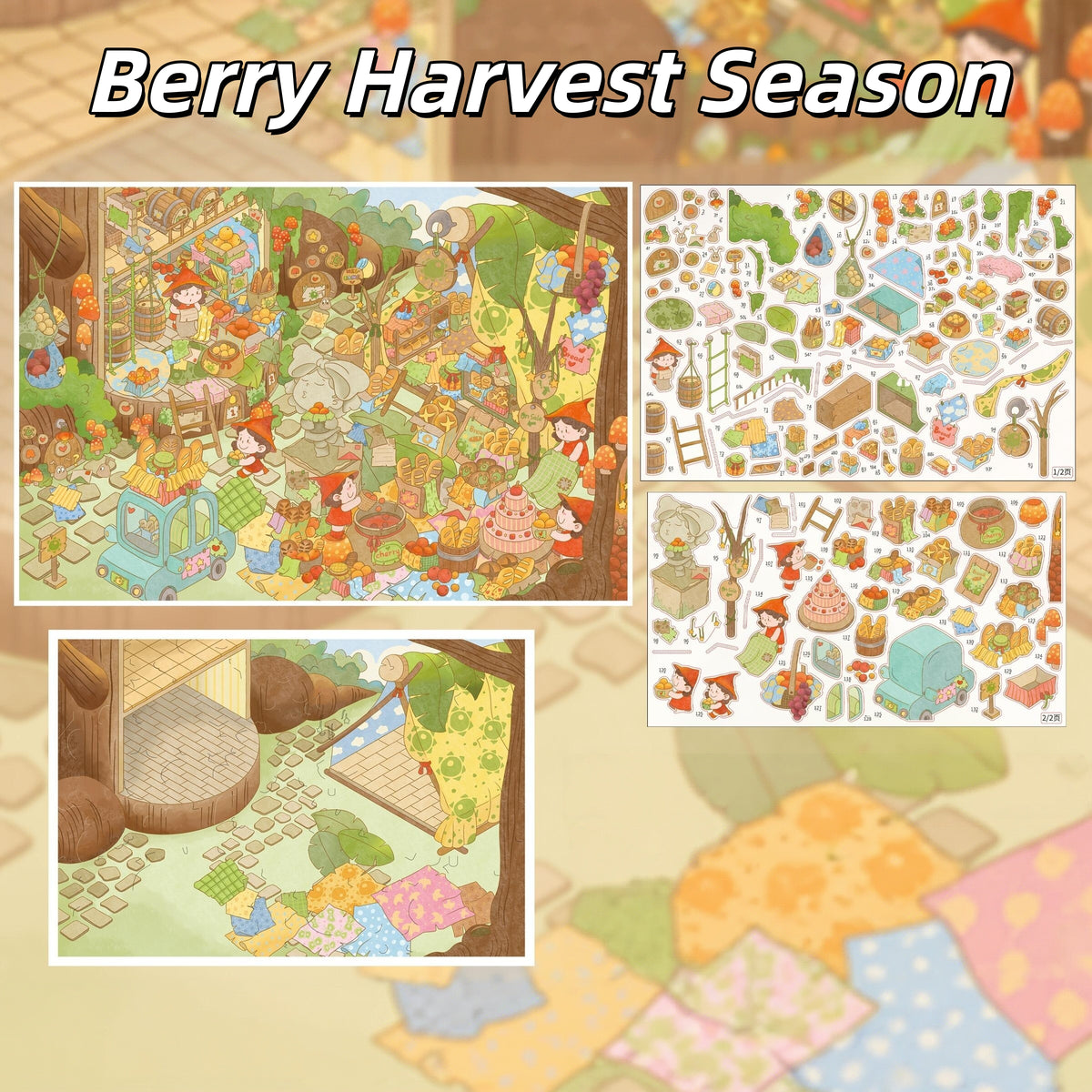 Sweet Harvest 3D Sticker | 6 Cute Miniature Scenes