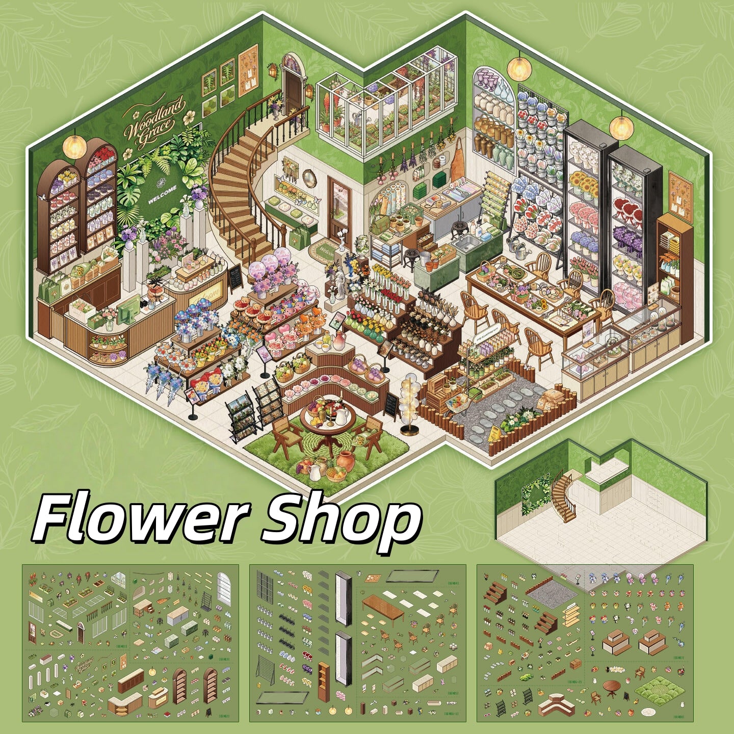 Shelf Display 3D Sticker | 2 Cute Miniature Scenes