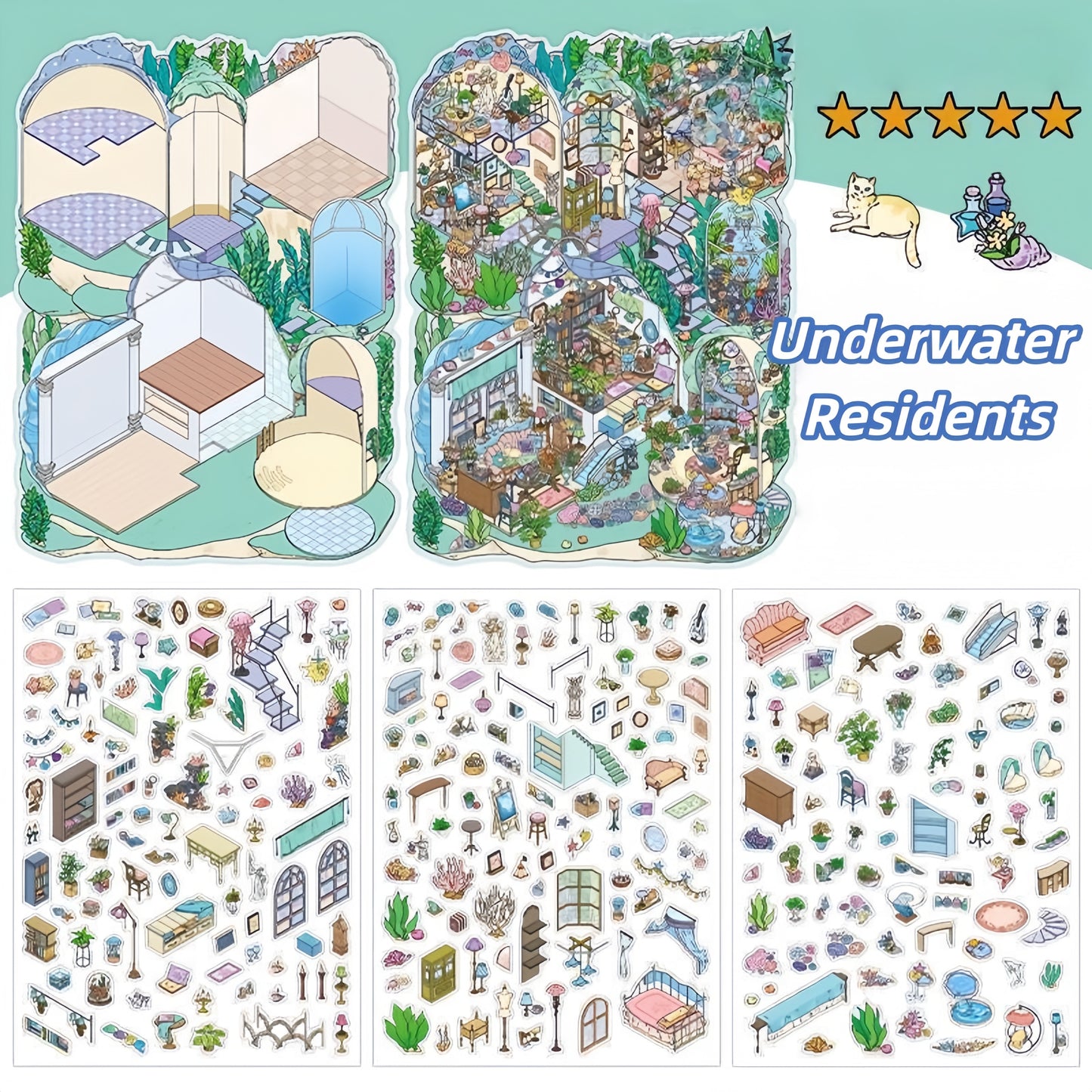 My Dream House 3D Sticker | 2 Cute Miniature Scenes