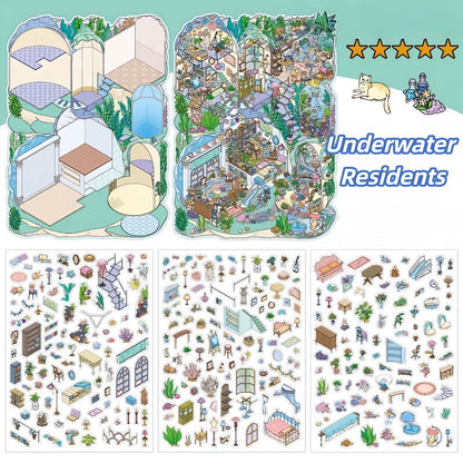 My Dream House 3D Sticker | 2 Cute Miniature Scenes