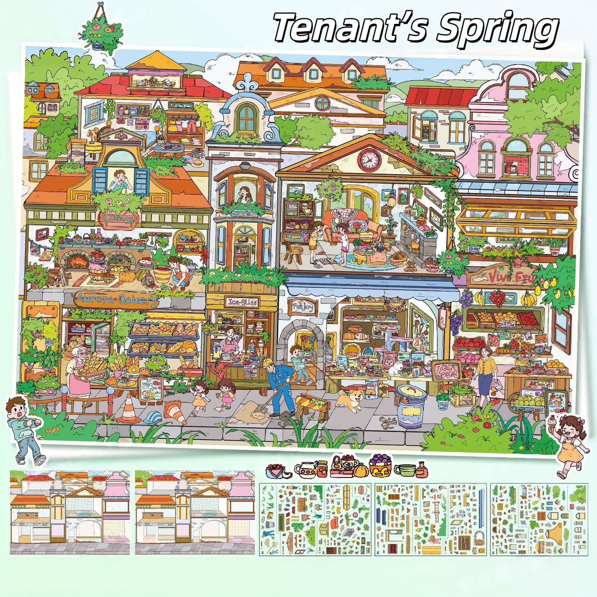 A Year in the Rental 3D Sticker | 2 Cute Miniature Scenes