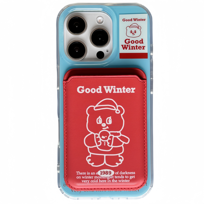 Bear Magnetic Card Holder Acrylic Phone Case