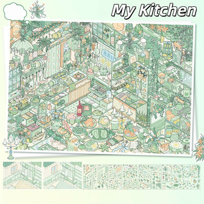 Dream Home 3D Sticker | 2 Cute Miniature Scenes