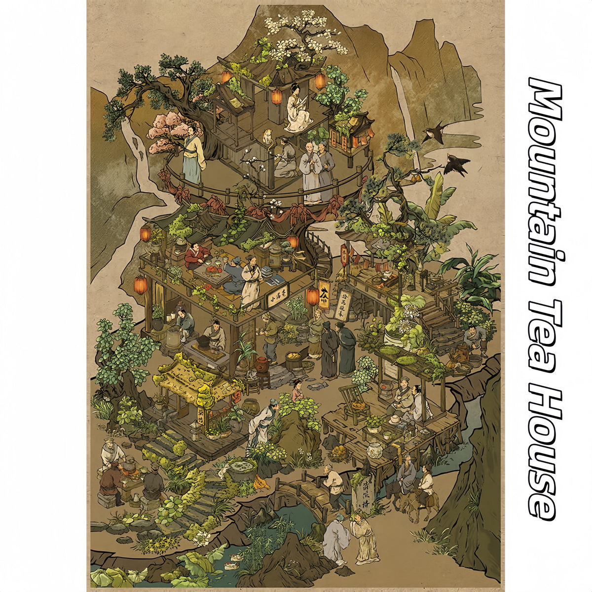 Ancient Taverns and Tea Houses 3D Sticker | 2 Cute Miniature Scenes