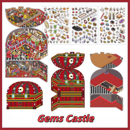 Treasure Chests 3D Sticker | 4 Cute Miniature Scenes