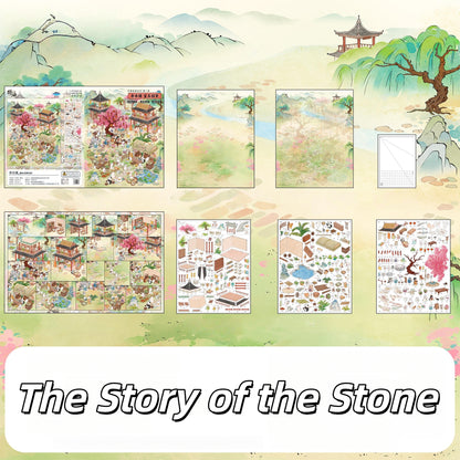 Ancient Chinese Life 3D Sticker | 2 Cute Miniature Scenes