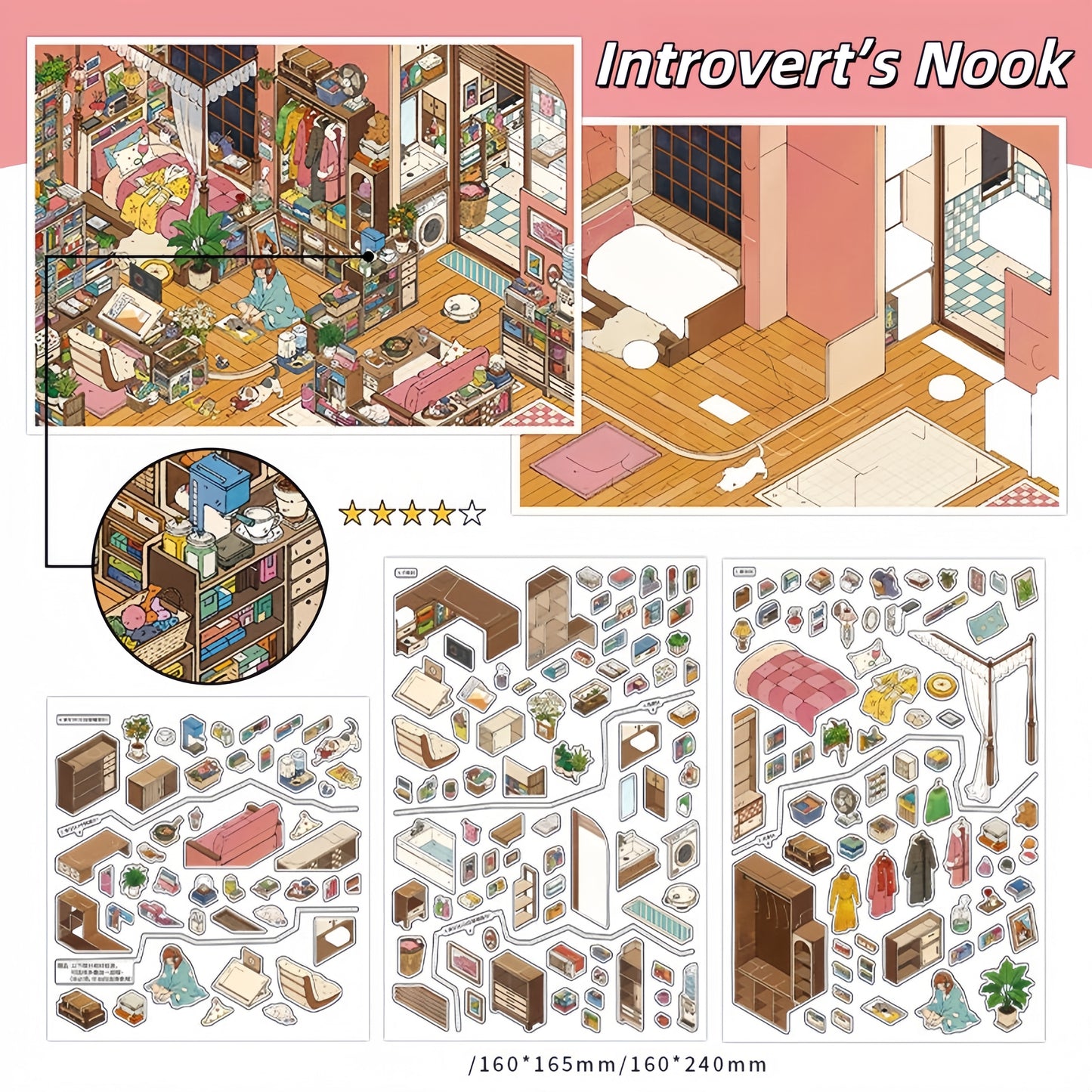 MBTI Home 3D Sticker | 2 Cute Miniature Scenes