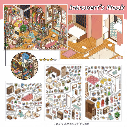 MBTI Home 3D Sticker | 2 Cute Miniature Scenes