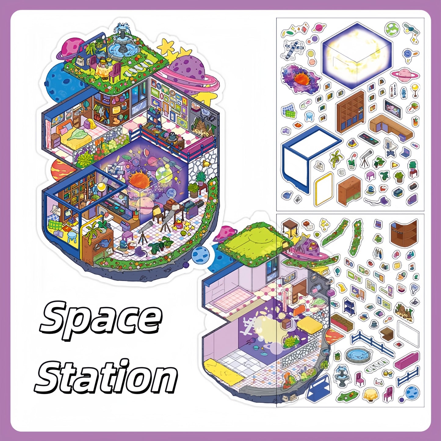 Curious Realms 3D Sticker | 4 Cute Miniature Scenes