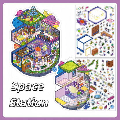 Curious Realms 3D Sticker | 4 Cute Miniature Scenes