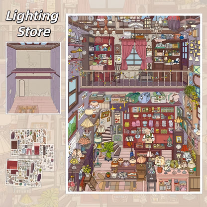 Open for Business 3D Sticker | 2 Cute Miniature Scenes