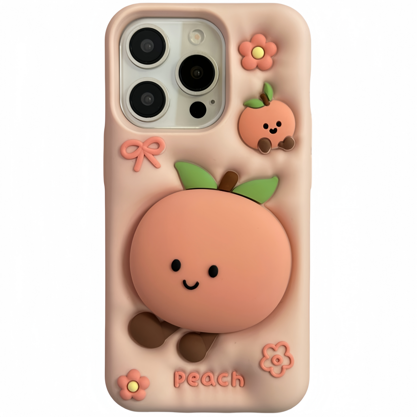 Green Apple Bear and Peach Silicone Phone Case